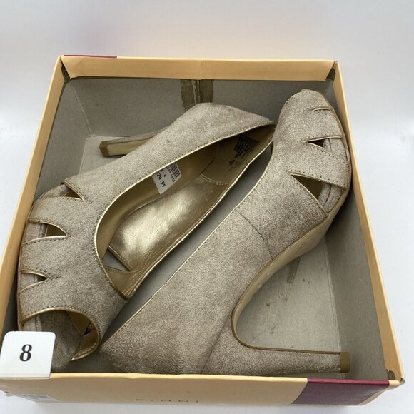 Fioni Taupe Kardin 63709-04 Women's Open Toe Suede Size 8 - Picture 10 of 12